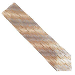 Emilio Romano Men Necktie 100% Silk Geometric Tan Silver 58x4 - NWOT - Italy